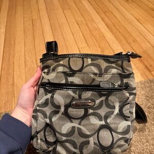 Chic Black and Gray Patterned Messenger Bag